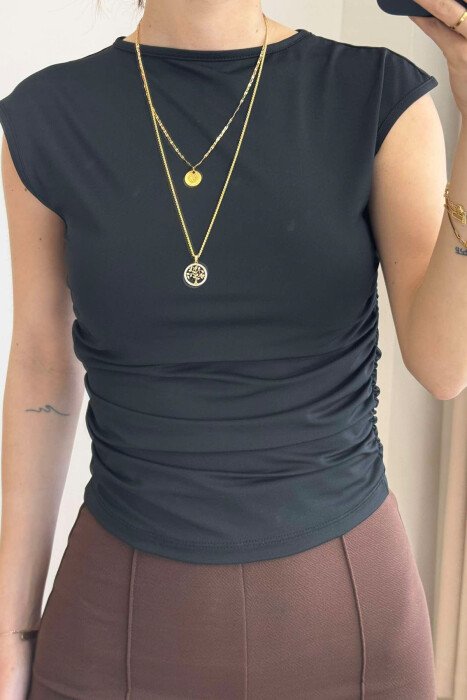 ONE COLOR SIMPLE WOMEN TANK TOP BLACK/ E ZEZE - KLAUDIO FASHION