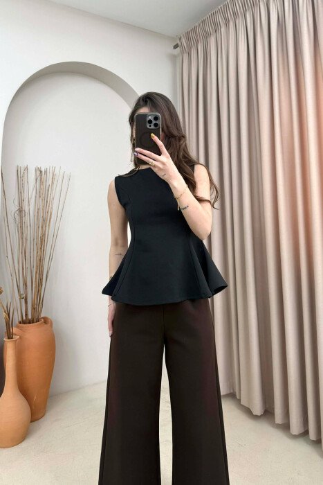 ONE COLOR SIMPLE WOMEN TANK TOP BLACK/ E ZEZE 
