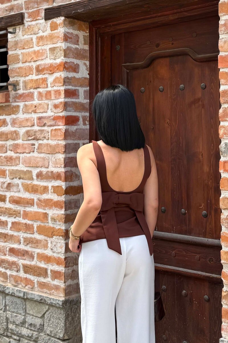 ONE COLOR SIMPLE WOMEN TANK TOP BROWN/KAFE - 4