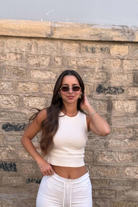 ONE COLOR SIMPLE WOMEN TANK TOP CREAM/KREM 