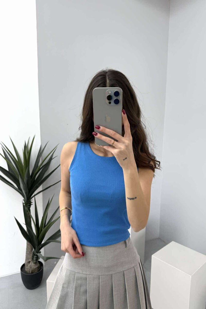 ONE COLOR SIMPLE WOMEN TANK TOP ELECTRIC BLUE/BLEL - 1