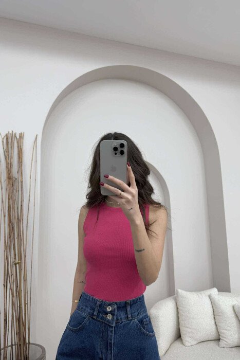 ONE COLOR SIMPLE WOMEN TANK TOP FUCHSIA/CIKLAMI 