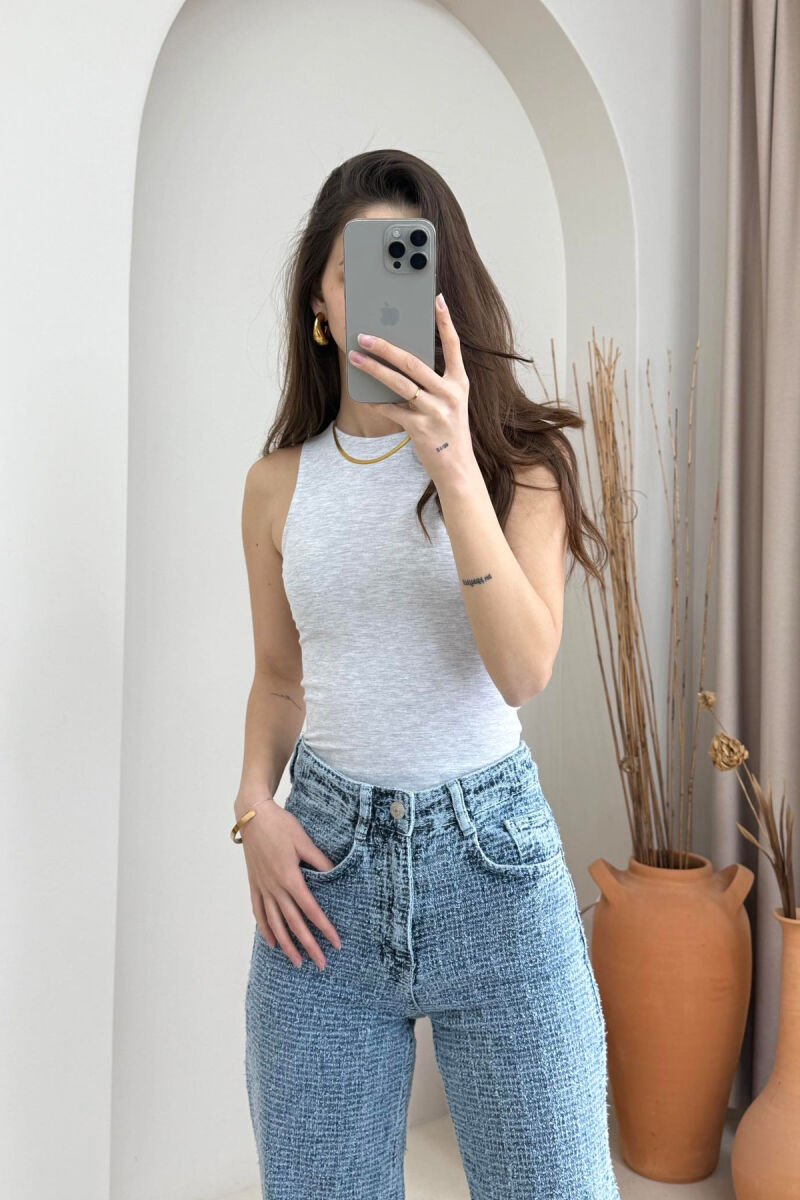ONE COLOR SIMPLE WOMEN TANK TOP LIGHT GREY/GZ - 4