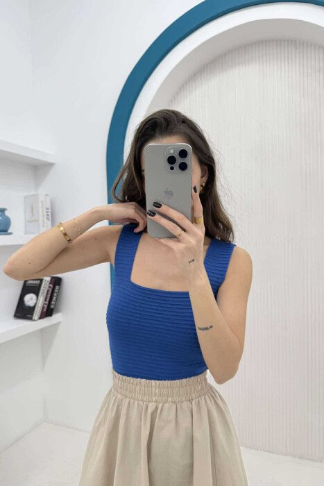 ONE COLOR SIMPLE WOMEN TANK TOP LIGHTBLUE/BZ - 3