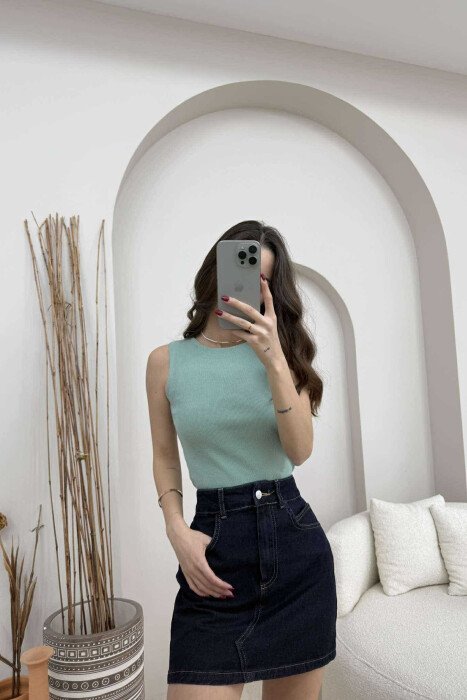 ONE COLOR SIMPLE WOMEN TANK TOP MINT/MENTE - 1