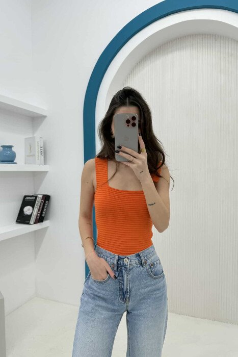 ONE COLOR SIMPLE WOMEN TANK TOP ORANGE/PORTOKALLI - 1