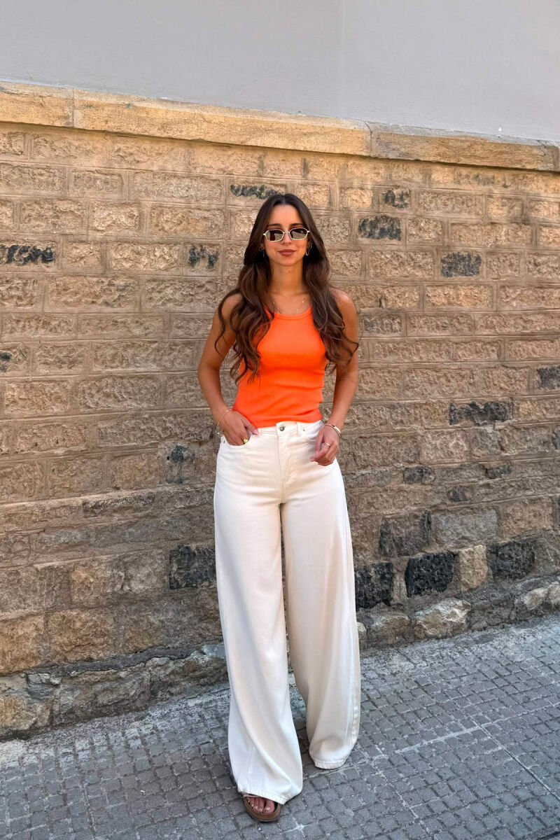 ONE COLOR SIMPLE WOMEN TANK TOP ORANGE/PORTOKALLI - 4