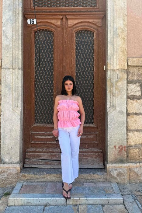 ONE COLOR SIMPLE WOMEN TANK TOP PINK/ROZE - 4