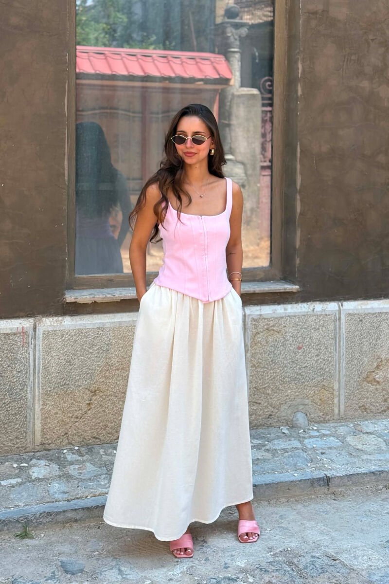 ONE COLOR SIMPLE WOMEN TANK TOP PINK/ROZE - 1