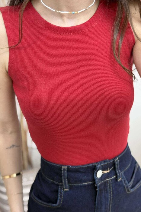ONE COLOR SIMPLE WOMEN TANK TOP RED/E KUQE - 4