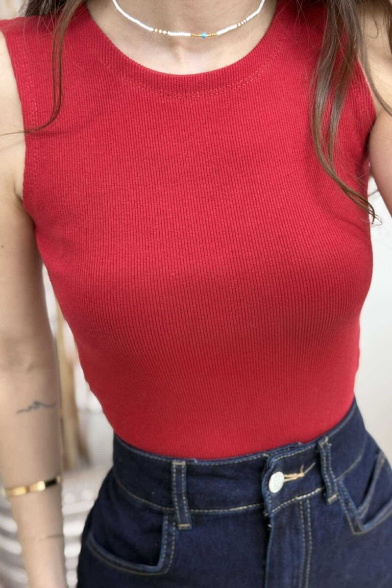 ONE COLOR SIMPLE WOMEN TANK TOP RED/E KUQE - 4