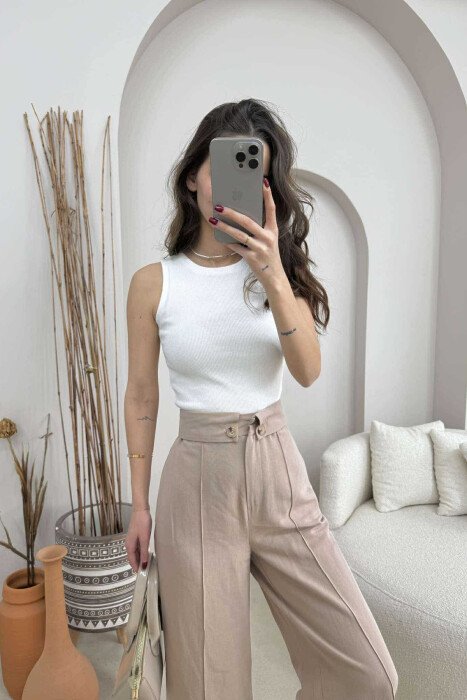 ONE COLOR SIMPLE WOMEN TANK TOP WHITE-E BARDHE 