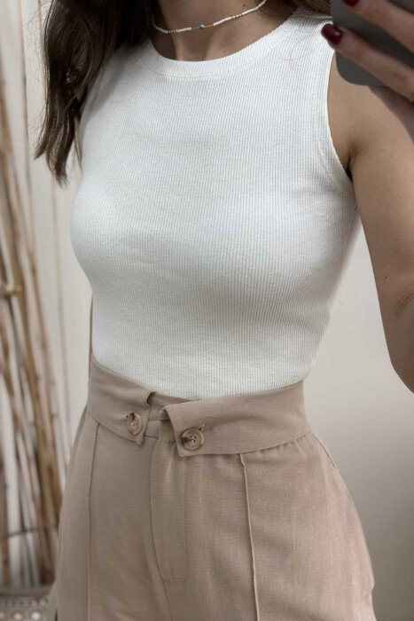 ONE COLOR SIMPLE WOMEN TANK TOP WHITE-E BARDHE - 3