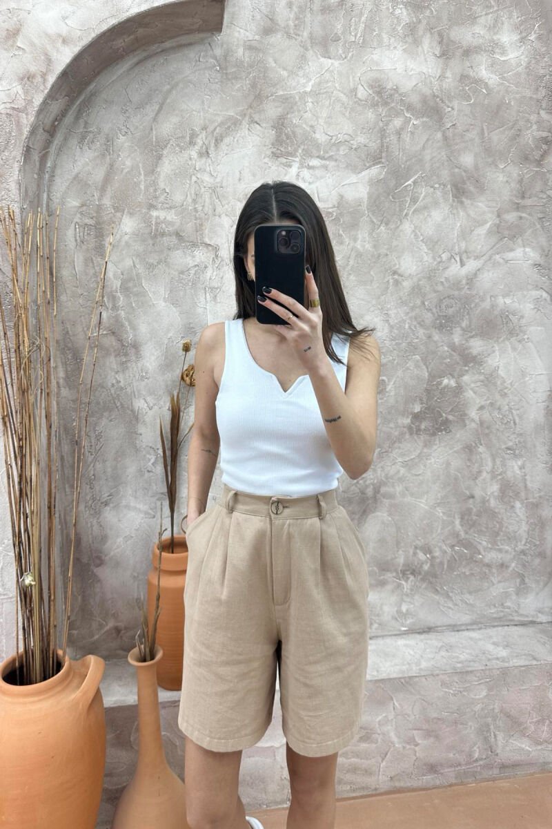 ONE COLOR SIMPLE WOMEN TANK TOP WHITE-E BARDHE - 1