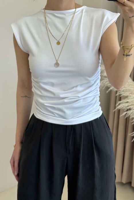 ONE COLOR SIMPLE WOMEN TANK TOP WHITE-E BARDHE 