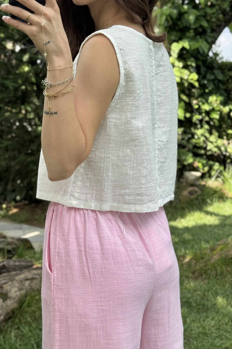 ONE COLOR SIMPLE WOMEN TANK TOP WHITE-E BARDHE - 4
