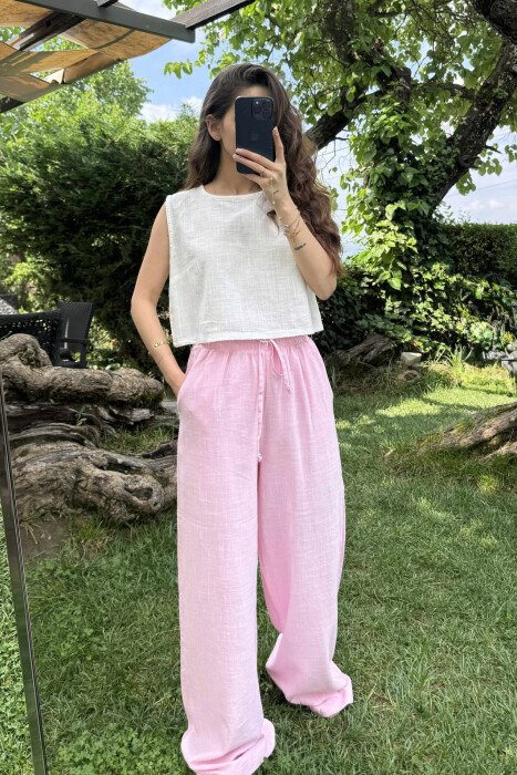 ONE COLOR SIMPLE WOMEN TANK TOP WHITE-E BARDHE - KLAUDIO FASHION