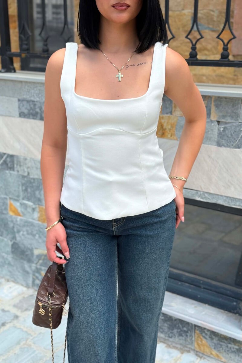 ONE COLOR SIMPLE WOMEN TANK TOP WHITE-E BARDHE - 2