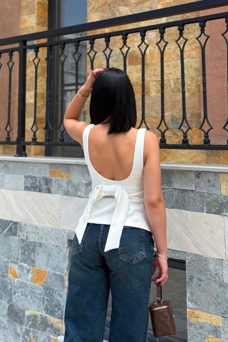 ONE COLOR SIMPLE WOMEN TANK TOP WHITE-E BARDHE - 3