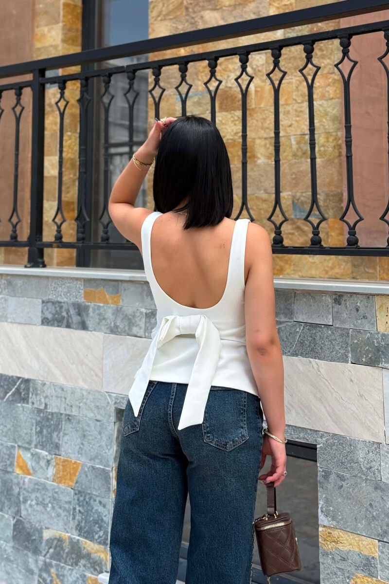 ONE COLOR SIMPLE WOMEN TANK TOP WHITE-E BARDHE - 3