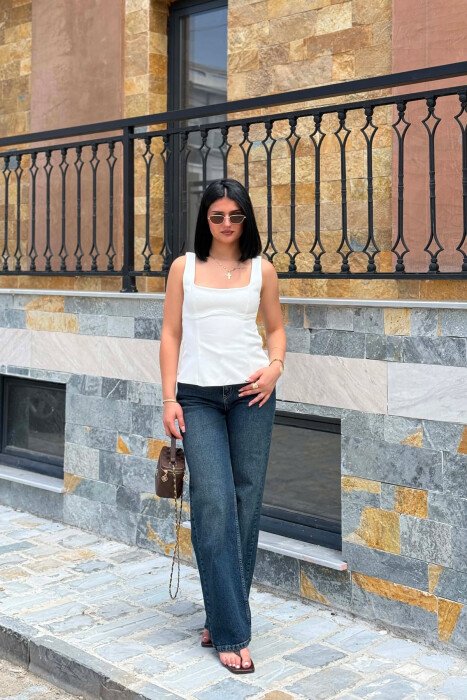 ONE COLOR SIMPLE WOMEN TANK TOP WHITE-E BARDHE - 4