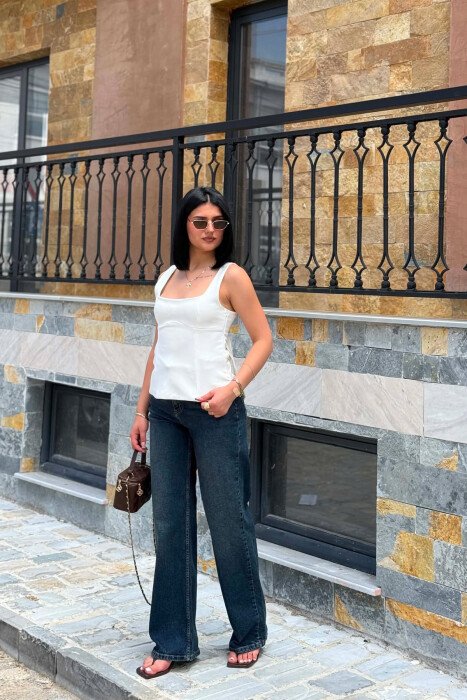ONE COLOR SIMPLE WOMEN TANK TOP WHITE-E BARDHE - 5
