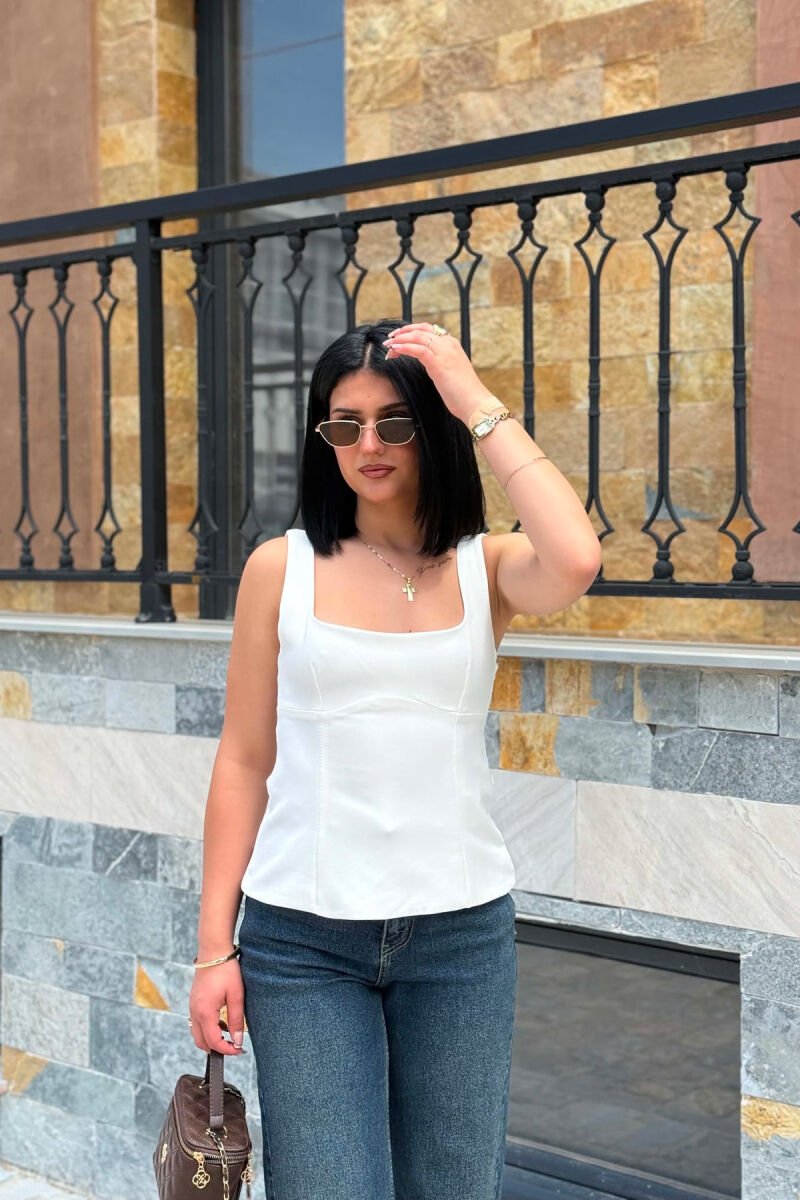 ONE COLOR SIMPLE WOMEN TANK TOP WHITE-E BARDHE - 6