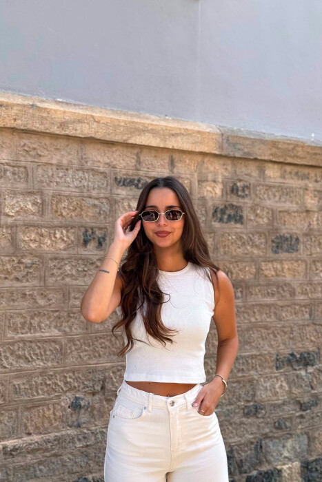 ONE COLOR SIMPLE WOMEN TANK TOP WHITE-E BARDHE - 3