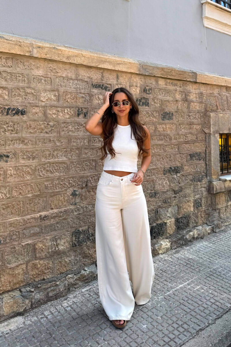 ONE COLOR SIMPLE WOMEN TANK TOP WHITE-E BARDHE - 5