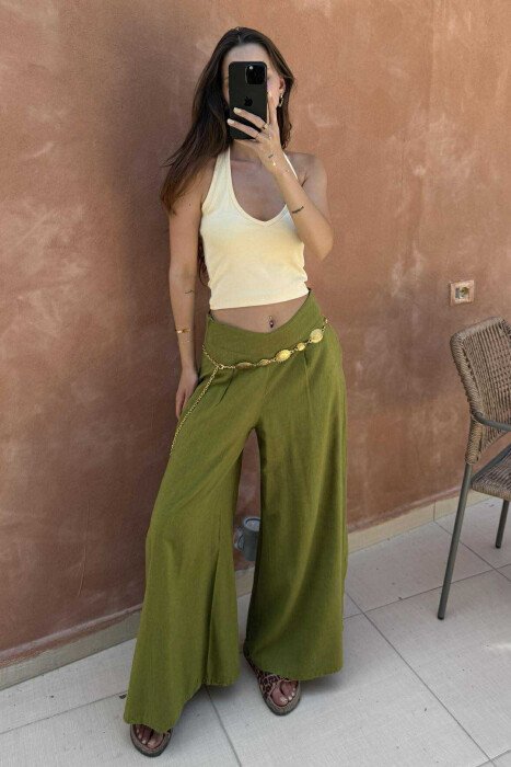 ONE COLOR SIMPLE WOMEN TANK TOP YELLOW/E VERDHE - KLAUDIO FASHION