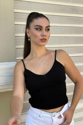 ONE COLOR SIMPLE WOMEN TANK TOPS BLACK/ E ZEZE - 1