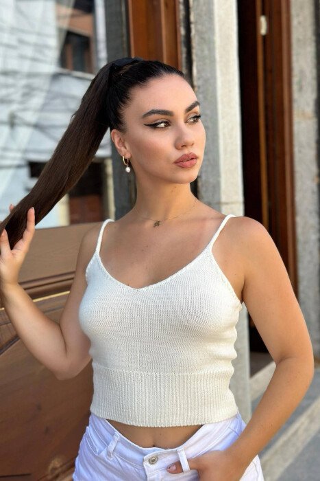 ONE COLOR SIMPLE WOMEN TANK TOPS WHITE-E BARDHE - 3