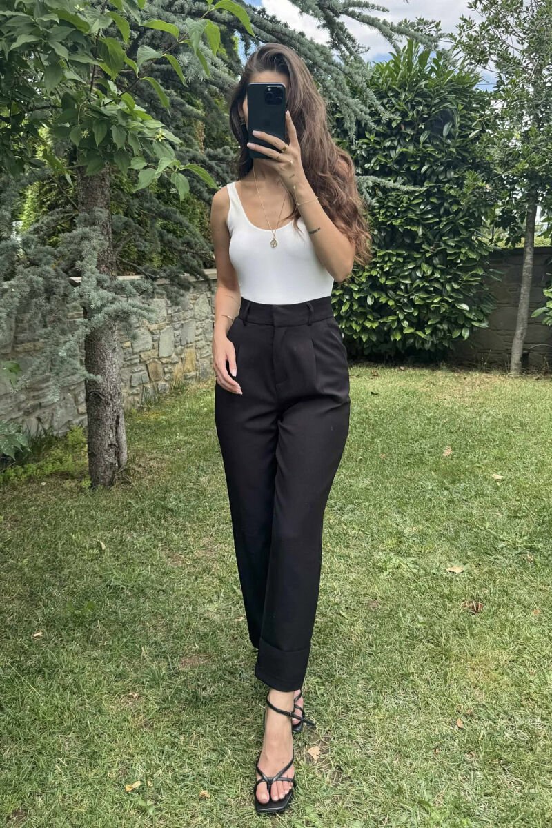 ONE COLOR SIMPLE WOMEN TROUSERS BLACK/ E ZEZE - 3