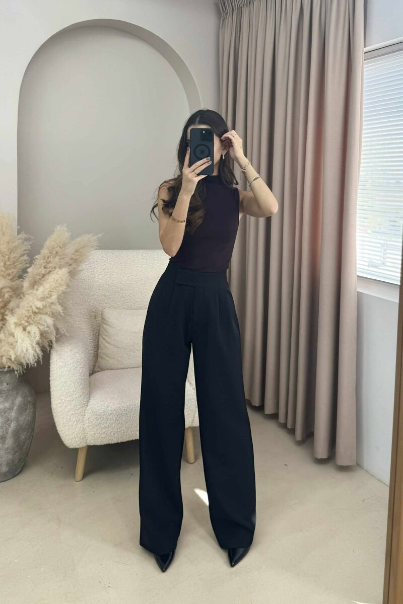 ONE COLOR SIMPLE WOMEN TROUSERS BLACK/ E ZEZE - 3