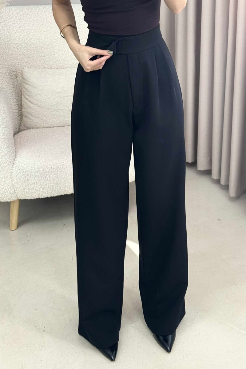 ONE COLOR SIMPLE WOMEN TROUSERS BLACK/ E ZEZE - 1