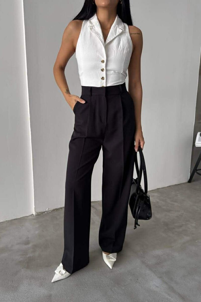 ONE COLOR SIMPLE WOMEN TROUSERS BLACK/ E ZEZE - 2