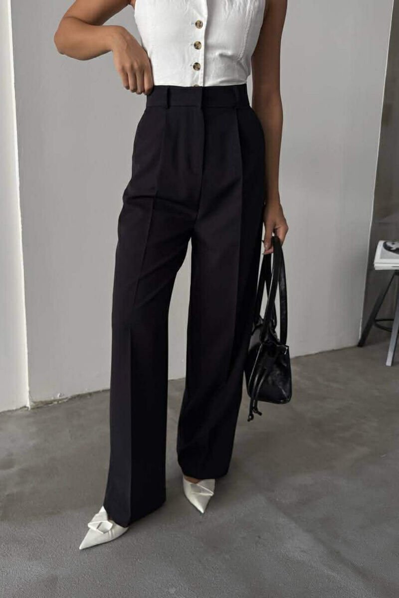 ONE COLOR SIMPLE WOMEN TROUSERS BLACK/ E ZEZE - 1
