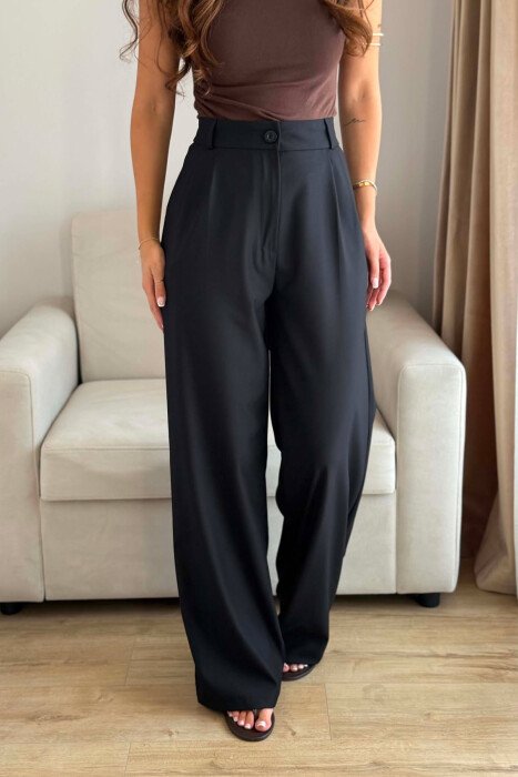 ONE COLOR SIMPLE WOMEN TROUSERS BLACK/ E ZEZE - 2