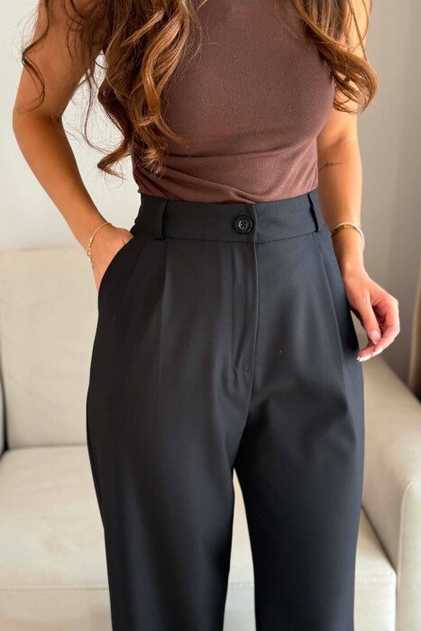 ONE COLOR SIMPLE WOMEN TROUSERS BLACK/ E ZEZE - 4