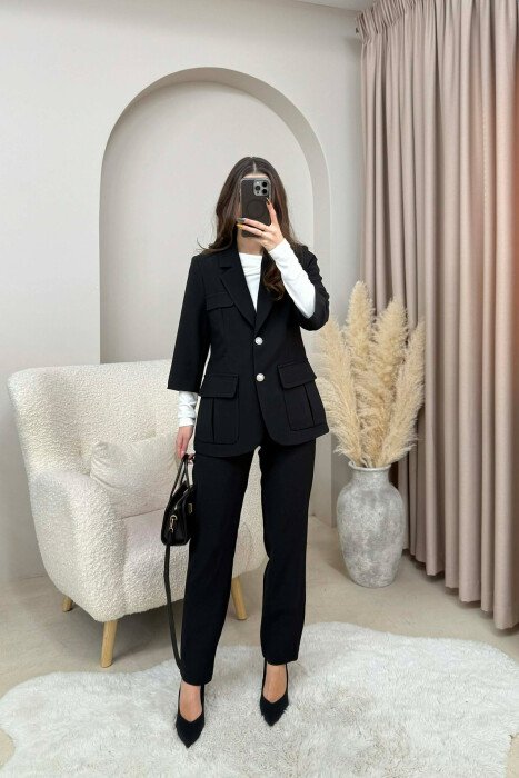 SET NJE NGJYRESH XHAKETE+PANTALLONA PER FEMRA NE NGJYRE TE ZEZE - KLAUDIO FASHION