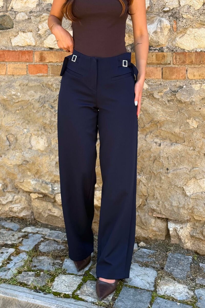 ONE COLOR SIMPLE WOMEN TROUSERS BLUE/BLU - 3