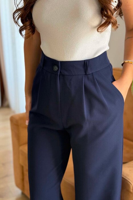 ONE COLOR SIMPLE WOMEN TROUSERS BLUE/BLU - 3