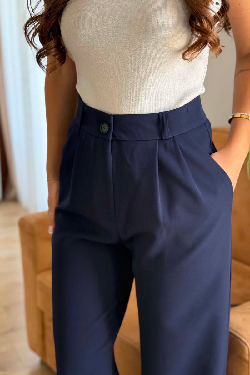 ONE COLOR SIMPLE WOMEN TROUSERS BLUE/BLU - 3