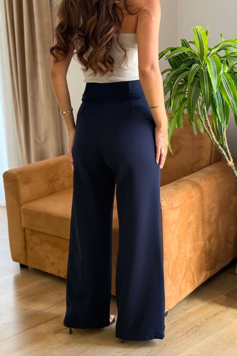 ONE COLOR SIMPLE WOMEN TROUSERS BLUE/BLU - 5