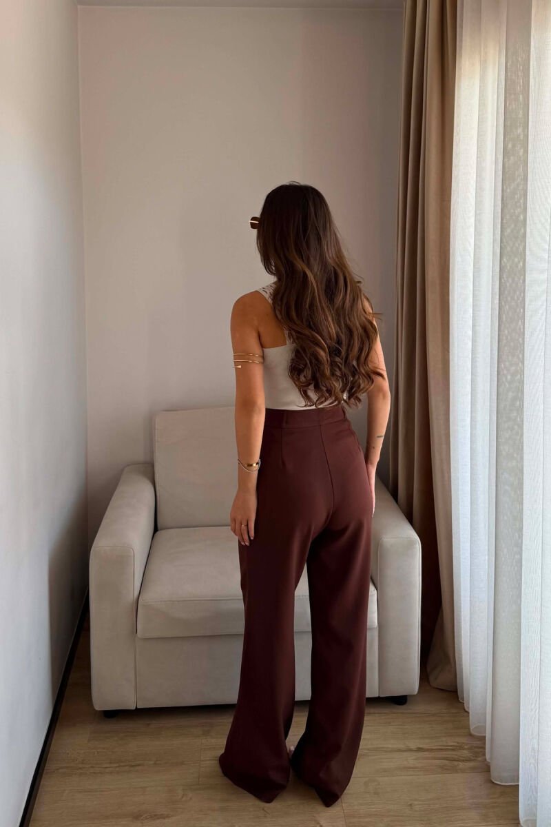 ONE COLOR SIMPLE WOMEN TROUSERS BROWN/KAFE - 5