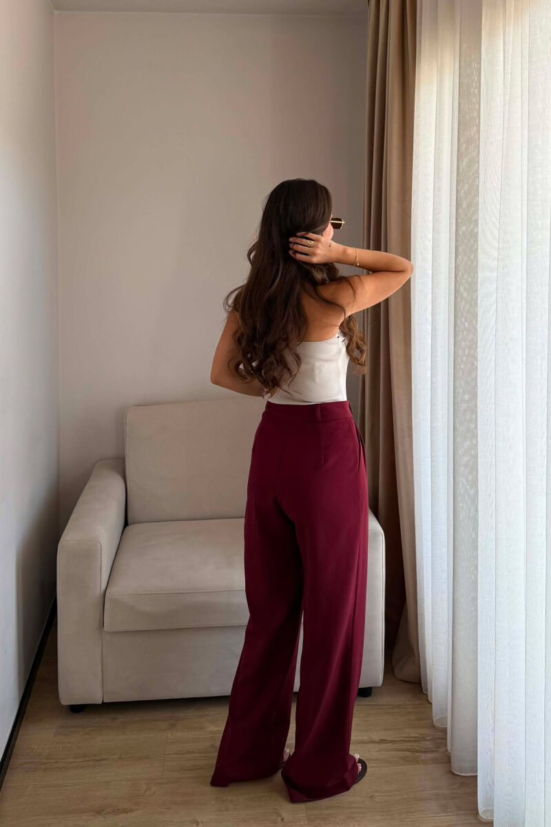 ONE COLOR SIMPLE WOMEN TROUSERS BURGUNDY/VISHNJE - 5