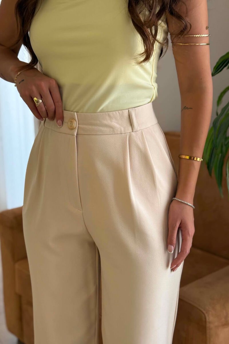 ONE COLOR SIMPLE WOMEN TROUSERS CREAM/KREM - 3
