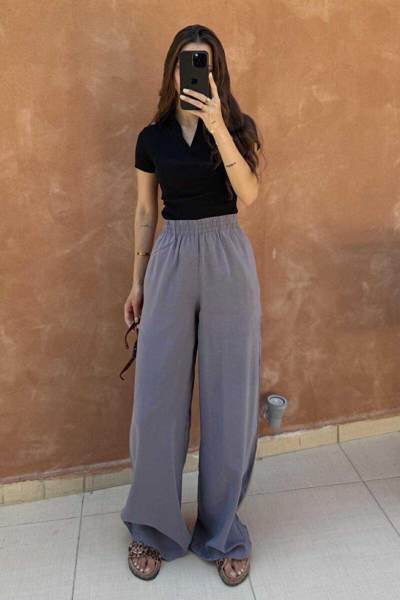 ONE COLOR SIMPLE WOMEN TROUSERS DARK GREY/GEE - 2