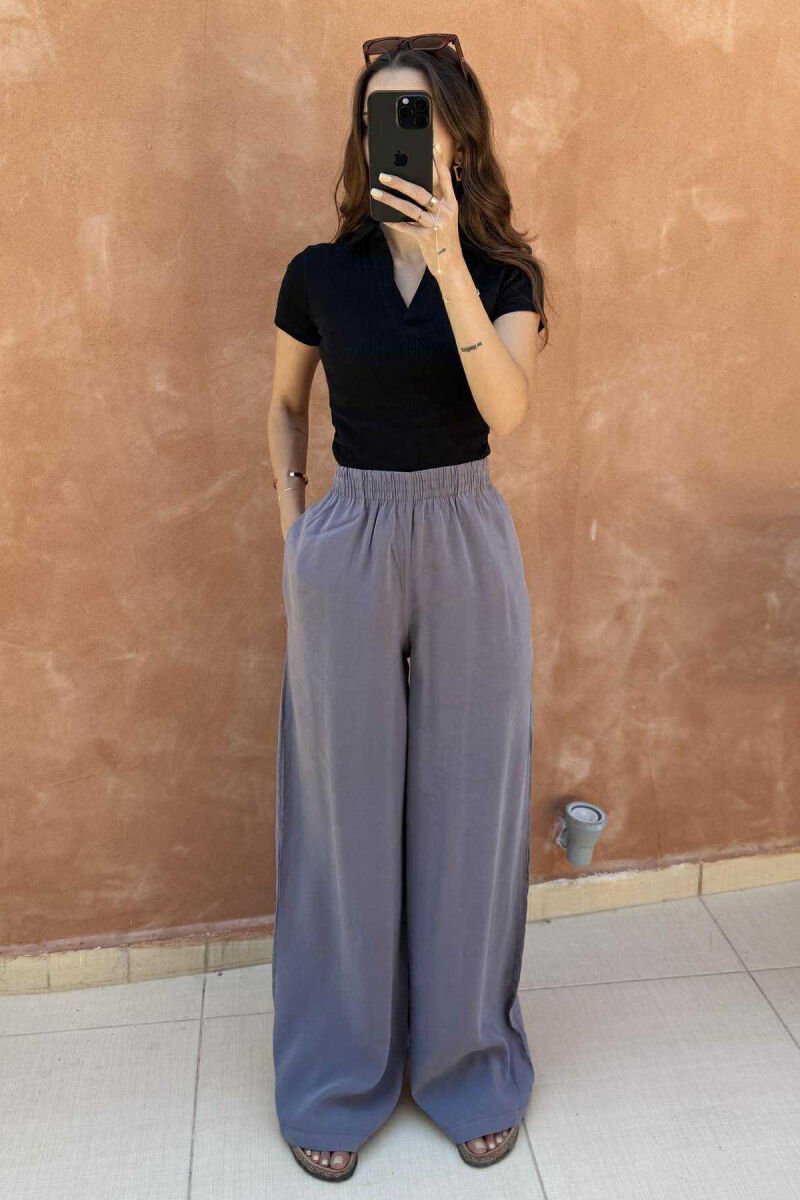 ONE COLOR SIMPLE WOMEN TROUSERS DARK GREY/GEE - 3