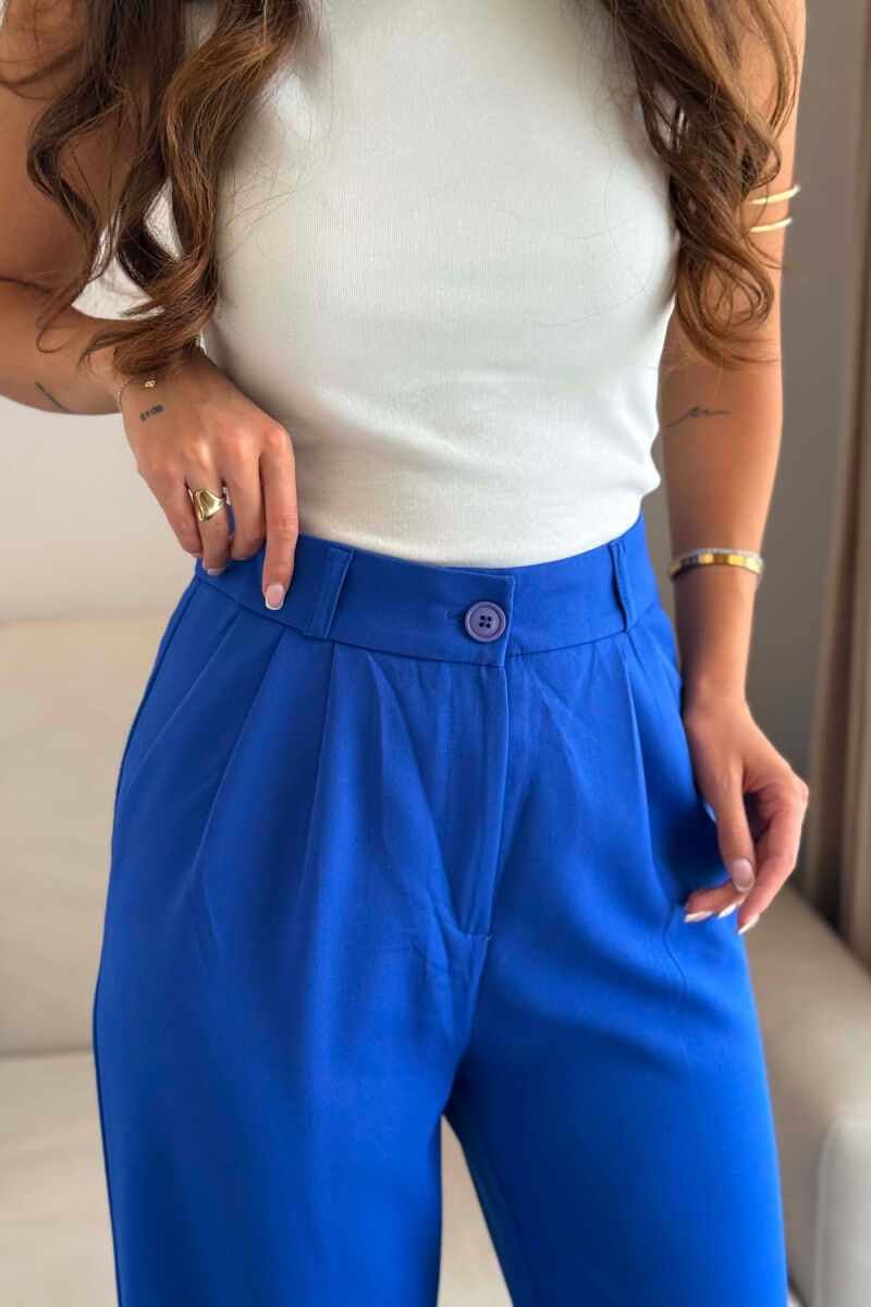 ONE COLOR SIMPLE WOMEN TROUSERS ELECTRIC BLUE/BLEL - 3